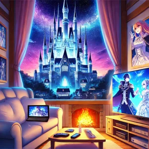 王室の画像で窓の外にはお城が映っている