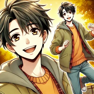 明るく親しみやすい性格が伝わる、元気なポーズのイラスト。