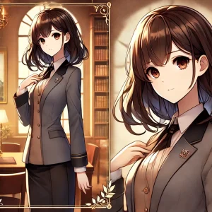 落ち着きがあり、責任感を感じさせるスタイリッシュなポーズのイラスト