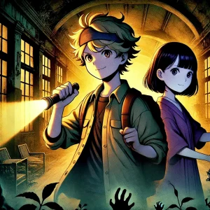 モモとジジがオカルトスポットで協力している場面。