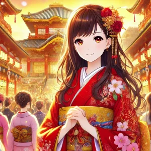 宮殿の玉座に座る高貴な女性（プリシラのイメージ）