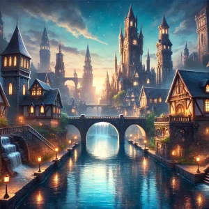 水門都市プリステラの幻想的な風景