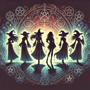 七大魔女のシルエットが立ち並ぶ幻想的な雰囲気 を表現