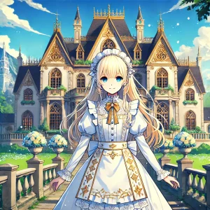 フレデリカ・バウマンがロズワール邸の前に立つ姿